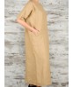 Women Elegant Pure Color Crew Neck Button Back Long Dress