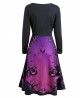 Halloween Pumpkin Horror Print Patchwork Crew Neck Long Sleeve Dress