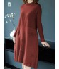 Women Pure Color High Collar Long Sleeve Knitting Dress