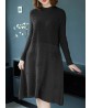 Women Pure Color High Collar Long Sleeve Knitting Dress