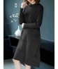 Women Pure Color High Collar Long Sleeve Knitting Dress