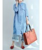 Plus Size Causal Cotton Crew Neck Half Sleeves Shirt Dress with Pockets