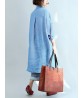 Plus Size Causal Cotton Crew Neck Half Sleeves Shirt Dress with Pockets