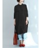 Plus Size Causal Cotton Crew Neck Half Sleeves Shirt Dress with Pockets