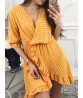 Women Half Sleeve Polka Dot Print Boho Irregular Mini Dress