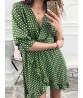 Women Half Sleeve Polka Dot Print Boho Irregular Mini Dress