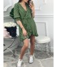 Women Half Sleeve Polka Dot Print Boho Irregular Mini Dress