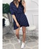 Women Half Sleeve Polka Dot Print Boho Irregular Mini Dress