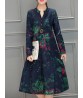 Chinese Style Vintage Floral V-neck Long Sleeve Dress with Pockets