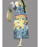 Women Vintage Floral O-neck Long Sleeve Cotton Linen Dress