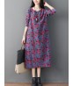 Women Casual Floral Print Long Sleeve Loose Dress