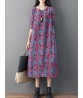 Women Casual Floral Print Long Sleeve Loose Dress