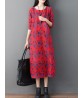 Women Casual Floral Print Long Sleeve Loose Dress