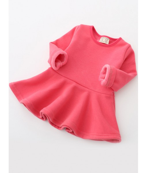 Girls Velvet Cotton Pure Color Lotus ...