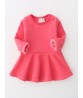 Girls Velvet Cotton Pure Color Lotus Leaf Edge Long Sleeve Kids Dress