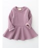 Girls Velvet Cotton Pure Color Lotus Leaf Edge Long Sleeve Kids Dress