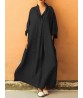 Plus Size Casual V-neck Long Sleeve Solid Color Loose Maxi Dress For Women