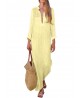 Plus Size Casual Deep V-neck Long Sleeve Pockets Maxi Dress For Women