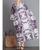 Women Vintage Loose Printed Three Quarter Sleeve Maxi Dress