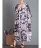 Women Vintage Loose Printed Three Quarter Sleeve Maxi Dress