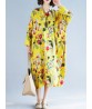 Plus Size Floral O-Neck Long Sleeve Loose Dress With Pockets