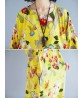 Plus Size Floral O-Neck Long Sleeve Loose Dress With Pockets