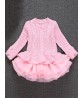 Thick Warm Winter Christmas Wedding Party Knitted Patchwork Lace Girls Children Dress