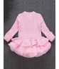 Thick Warm Winter Christmas Wedding Party Knitted Patchwork Lace Girls Children Dress