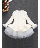 Thick Warm Winter Christmas Wedding Party Knitted Patchwork Lace Girls Children Dress