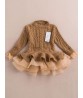 Thick Warm Winter Christmas Wedding Party Knitted Patchwork Lace Girls Children Dress