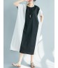 Plus Size Women Casual Two-tone Patchwork Loose A-line Dress