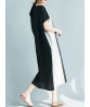 Plus Size Women Casual Two-tone Patchwork Loose A-line Dress