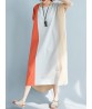 Plus Size Women Casual Two-tone Patchwork Loose A-line Dress