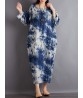 Women Vintage Tie Dye Style O-neck Long Sleeves Maxi Dress