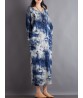 Women Vintage Tie Dye Style O-neck Long Sleeves Maxi Dress