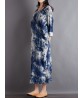 Women Vintage Tie Dye Style O-neck Long Sleeves Maxi Dress