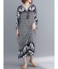 Vintage Floral Elephant Print  V-Neck Maxi Dress