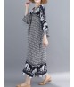 Vintage Floral Elephant Print  V-Neck Maxi Dress