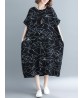 Plus Size Women Casual Patchwork O-neck A-line Loose Dress