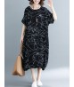 Plus Size Women Casual Patchwork O-neck A-line Loose Dress