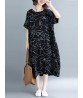 Plus Size Women Casual Patchwork O-neck A-line Loose Dress