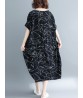 Plus Size Women Casual Patchwork O-neck A-line Loose Dress