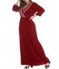 Plus Size V-Neck Pleated Hem Long Sleeve Long Dress