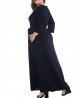 Plus Size V-Neck Pleated Hem Long Sleeve Long Dress