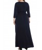 Plus Size V-Neck Pleated Hem Long Sleeve Long Dress