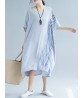 Women Modern Oversized Patchwork Line Half Sleeves Loose Dress