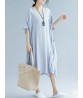 Women Modern Oversized Patchwork Line Half Sleeves Loose Dress