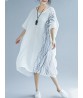 Women Modern Oversized Patchwork Line Half Sleeves Loose Dress