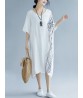 Women Modern Oversized Patchwork Line Half Sleeves Loose Dress