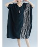 Women Modern Oversized Patchwork Line Half Sleeves Loose Dress